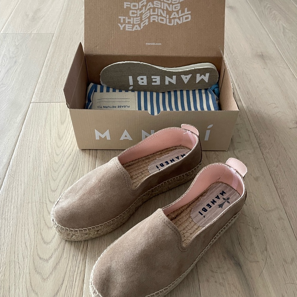 Manebi Suede Double Sole Espadrilles - Taupe